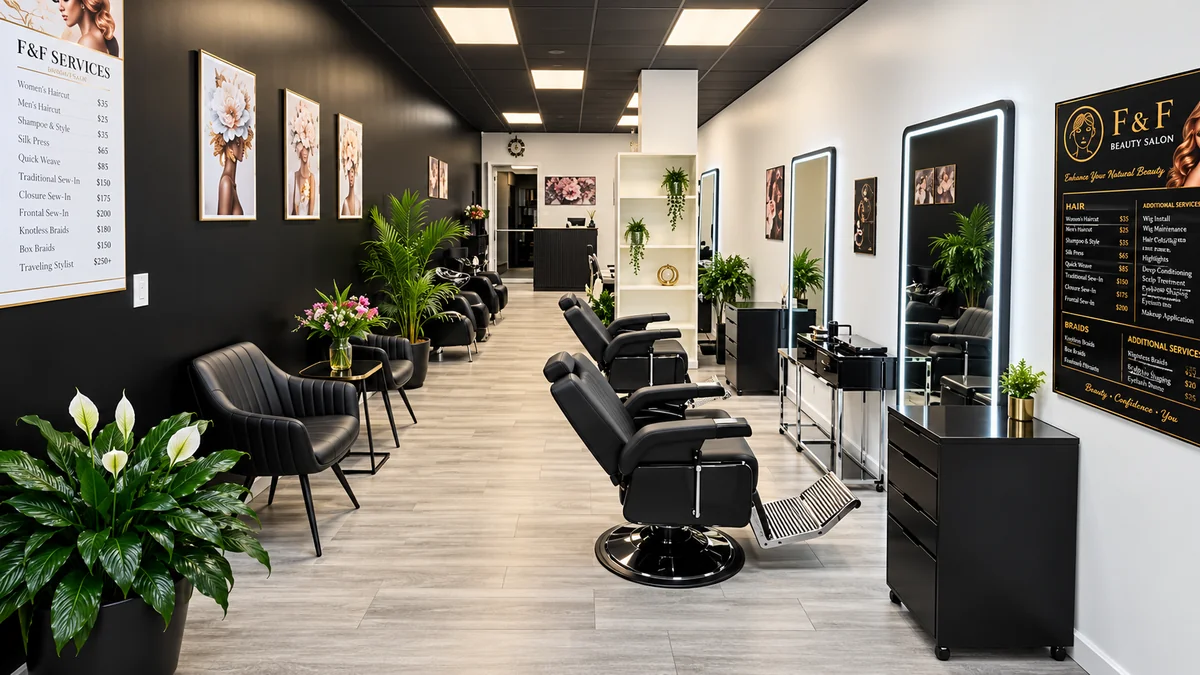 Vue éditoriale inspirée de l'intérieur du salon F&F